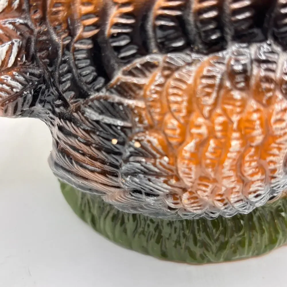 Vintage Ceramic Turkey Planter Bowl Table Decor MCM Handpainted 5.5” Fall Autumn